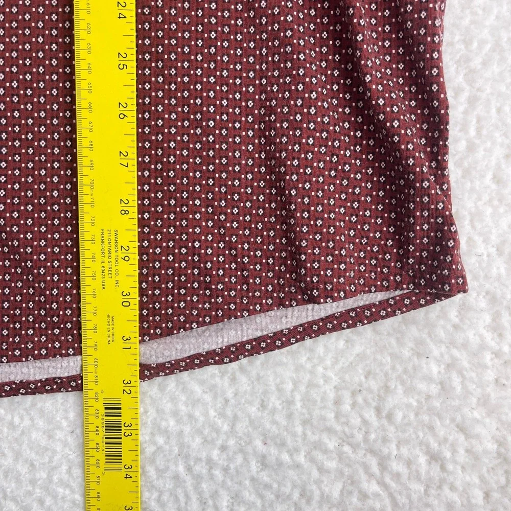 Lands'‎ End Red Long Sleeve Polo Shirt Mens Collared Stretch Geo Print Size XXL